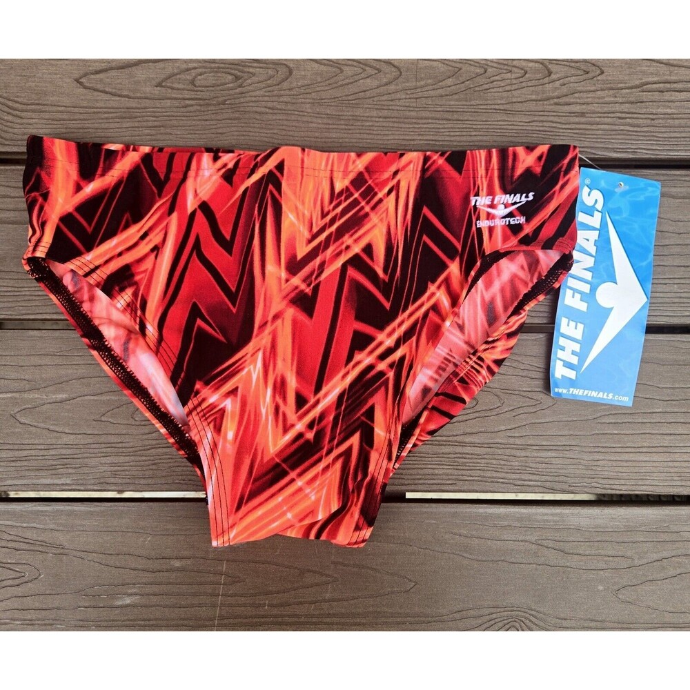 TYR The Finals Onyx All Over Racer Briefs, Mens Size 32, Red NEW